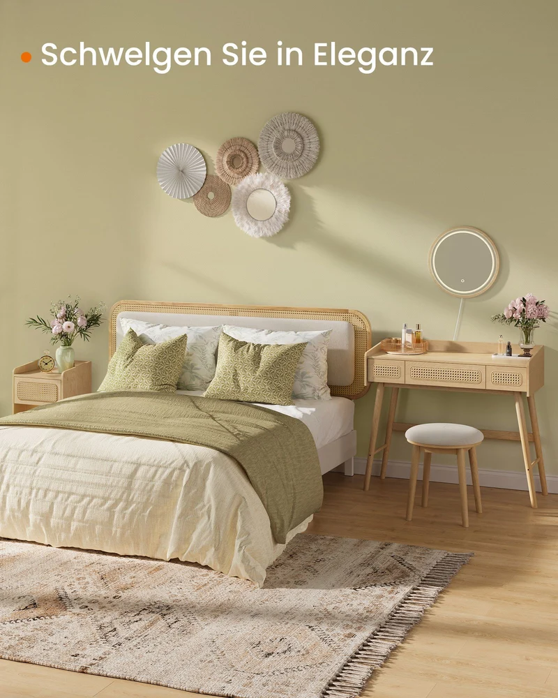 Schminktisch mit Spiegel und Beleuchtung – Bohemian Design – 90 cm breit – BOHO Kollektion