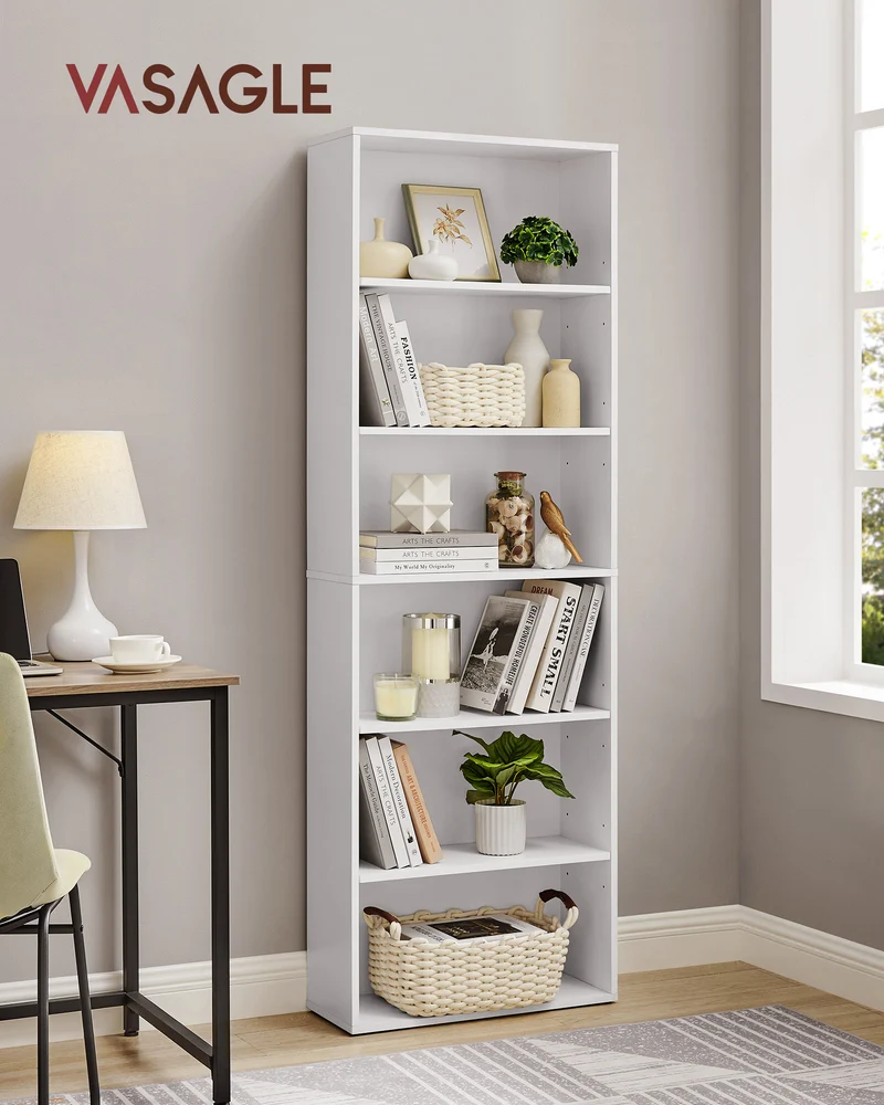 Bücherregal mit verstellbaren Regalböden – Skandinavisches Design – Weiß – 60 cm breit