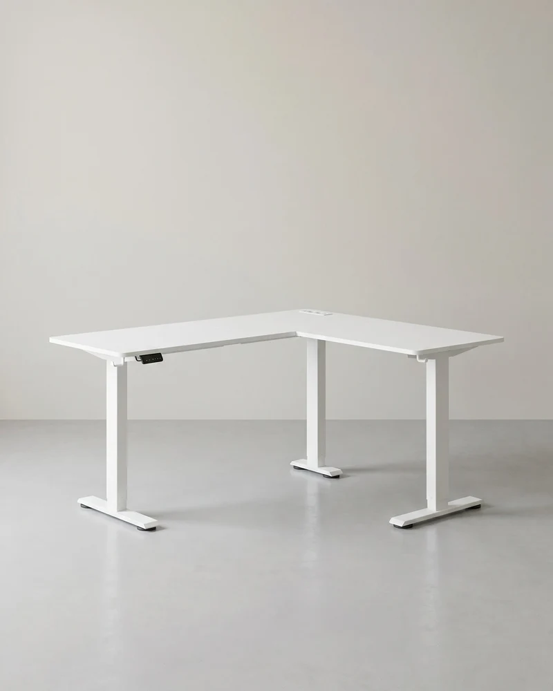 Elektrisch verstellbarer Eckschreibtisch – L-Form – 140 x 160 cm – Integrierte Steckdose und USB – Memory-Funktion – 72-120 cm Höhe