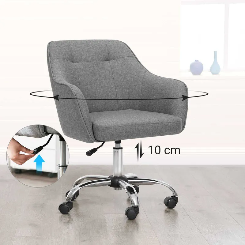 Bürostuhl mit Armlehnen – höhenverstellbar – bequeme Polsterung – 64 cm breit