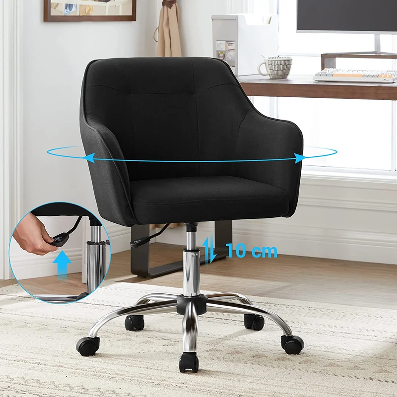 Bürostuhl mit Armlehnen – höhenverstellbar – bequeme Polsterung – 64 cm breit