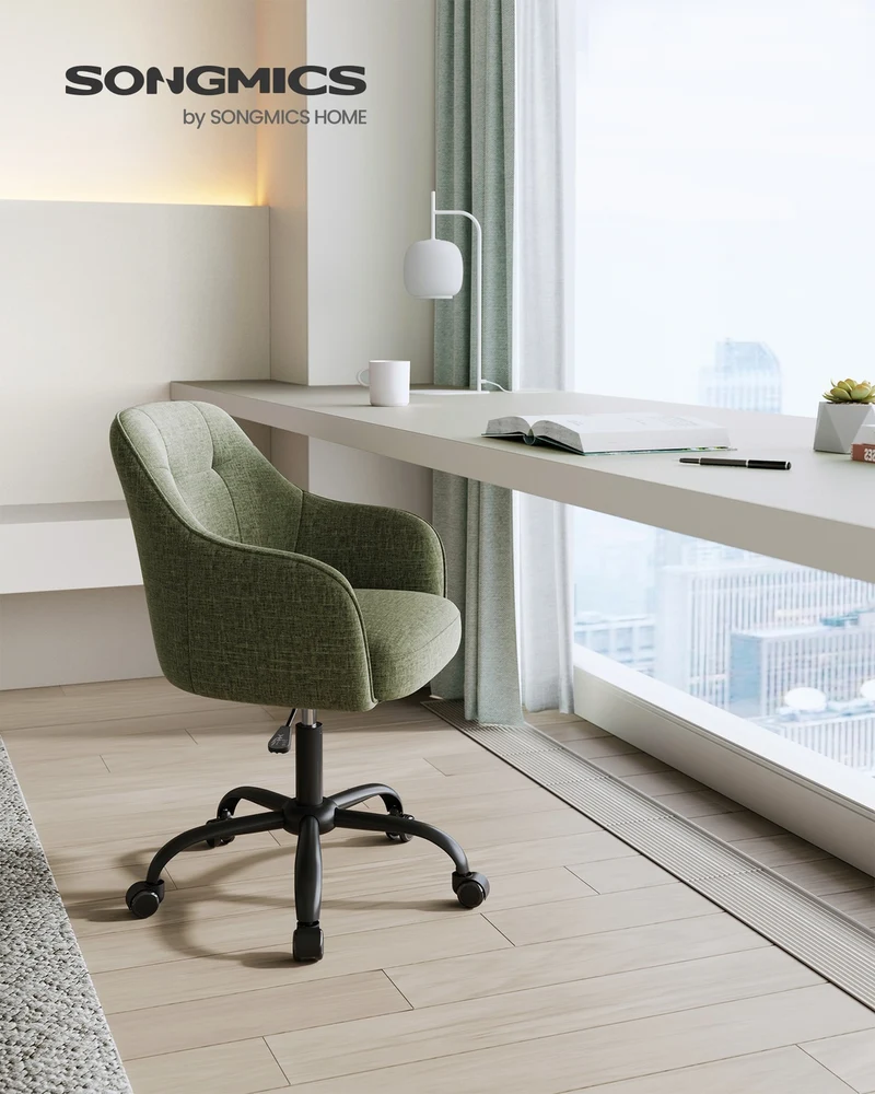 Bürostuhl mit Armlehnen – höhenverstellbar – bequeme Polsterung – 64 cm breit