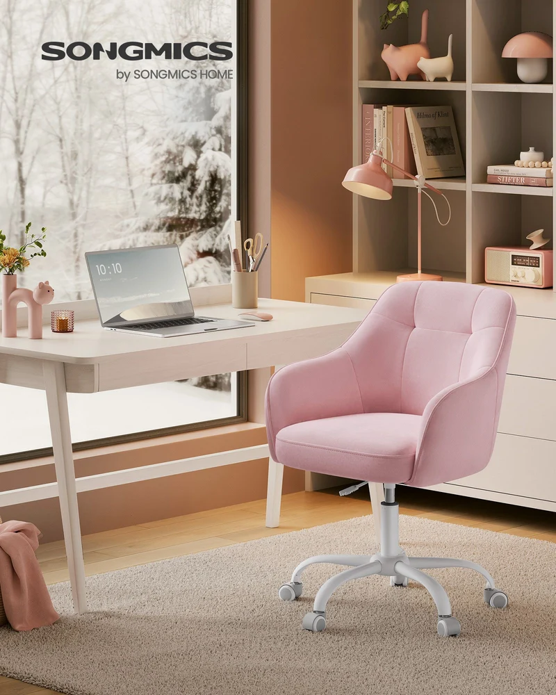 Bürostuhl mit Armlehnen – höhenverstellbar – bequeme Polsterung – 64 cm breit