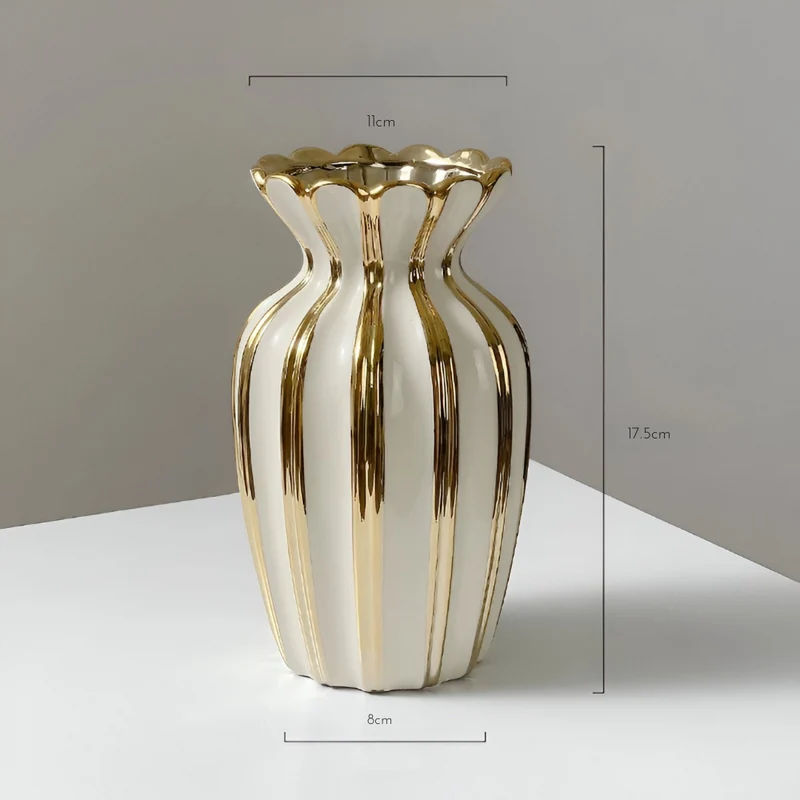 Weiße Keramikvase mit kurzem™ | Elegante weiße Keramikvase