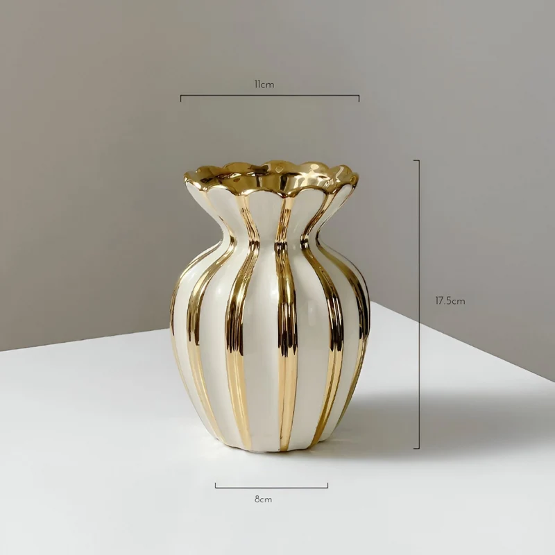 Weiße Keramikvase mit kurzem™ | Elegante weiße Keramikvase
