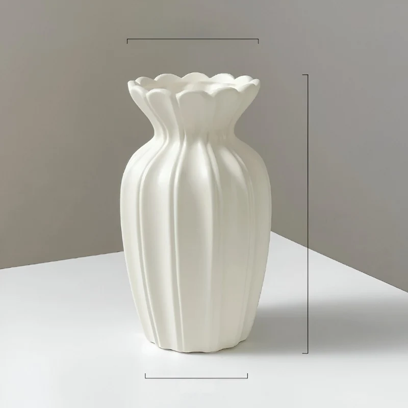 Weiße Keramikvase mit kurzem™ | Elegante weiße Keramikvase