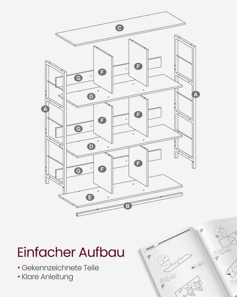 Offener Standschrank mit 9 Fächern – Industriedesign – 100 cm breit