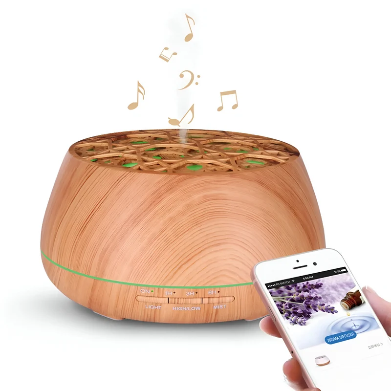 Luftbefeuchter mit Holzmaserung, Bluetooth™ | Erfrischende Atmosphäre, Musikgenuss pur