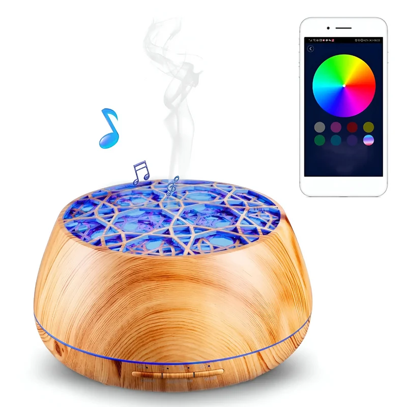 Luftbefeuchter mit Holzmaserung, Bluetooth™ | Erfrischende Atmosphäre, Musikgenuss pur