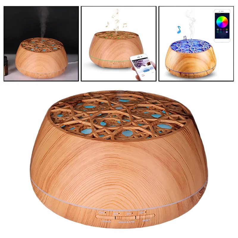 Luftbefeuchter mit Holzmaserung, Bluetooth™ | Erfrischende Atmosphäre, Musikgenuss pur