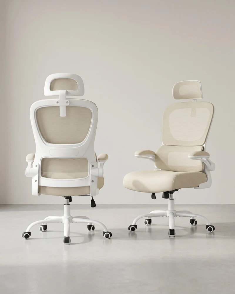 Ergonomischer Bürostuhl – Verstellbare Lordosenstütze – Netzrückenlehne – Neigbare Rückenlehne und Kopfstütze