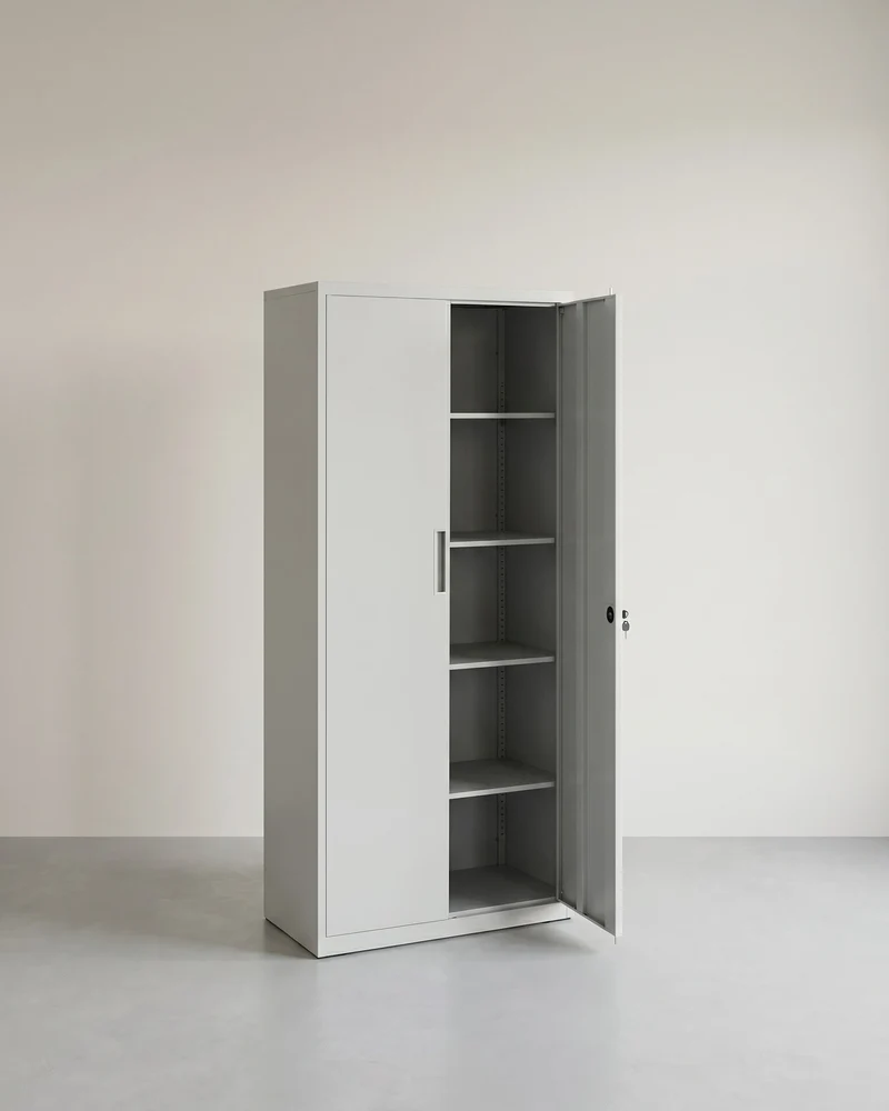 Aktenschrank aus Metall – 180 cm hoch – Schloss und Schlüssel – verstellbare Regalböden