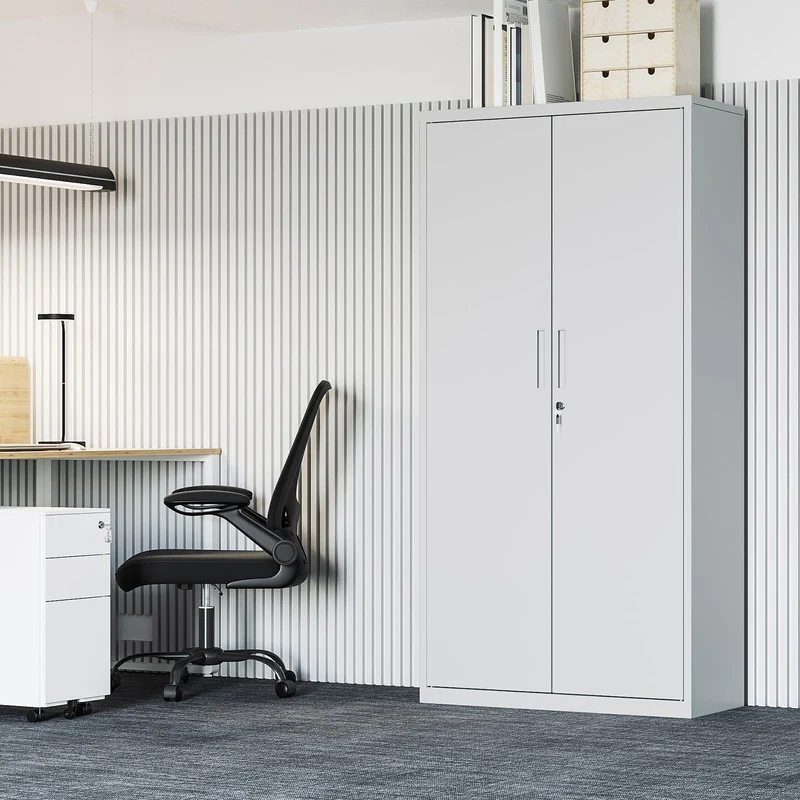 Aktenschrank aus Metall – 180 cm hoch – Schloss und Schlüssel – verstellbare Regalböden