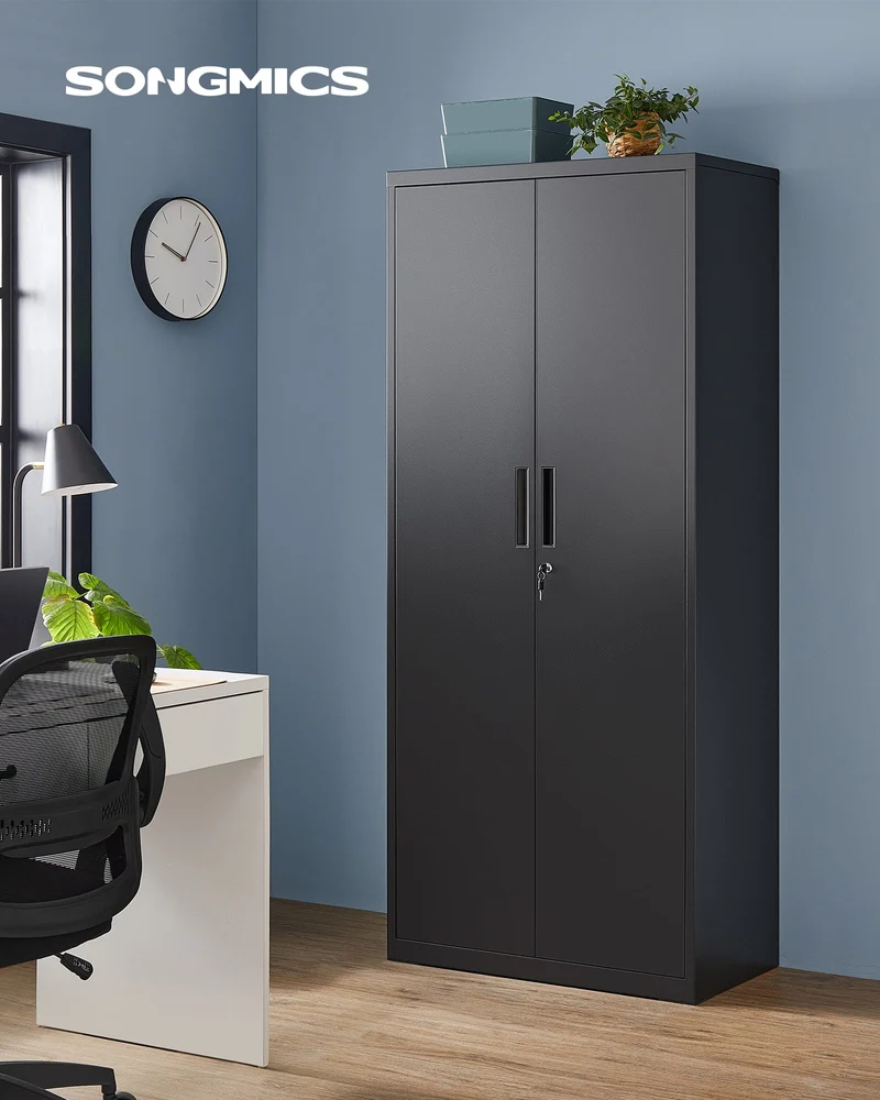 Aktenschrank aus Metall – 180 cm hoch – Schloss und Schlüssel – verstellbare Regalböden