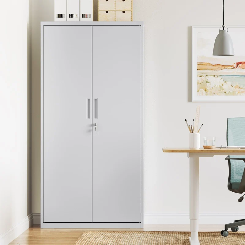 Aktenschrank aus Metall – 180 cm hoch – Schloss und Schlüssel – verstellbare Regalböden