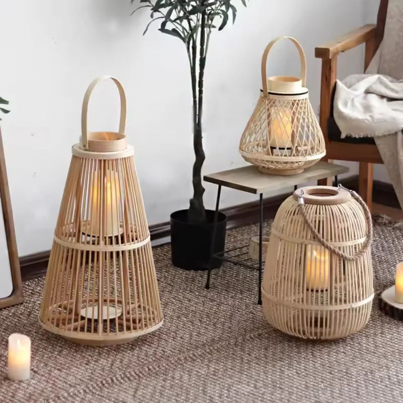 Sturmlaterne Japanisch Nordisch™ | Zeitlose Rattan-Laterne für Harmonie