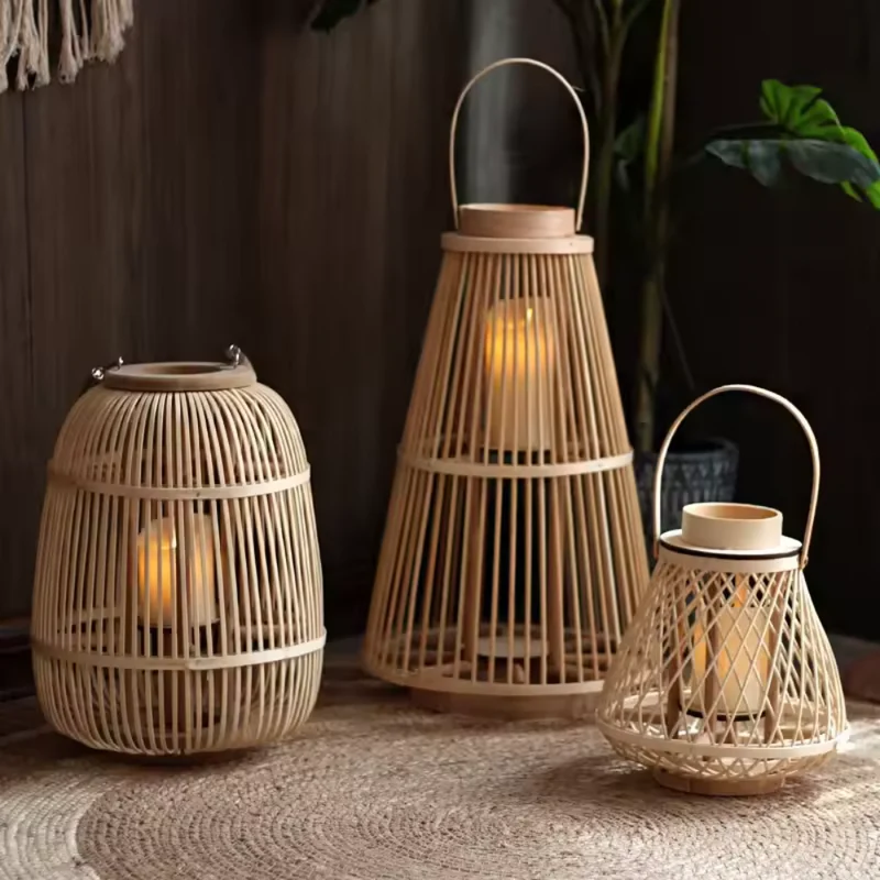 Sturmlaterne Japanisch Nordisch™ | Zeitlose Rattan-Laterne für Harmonie
