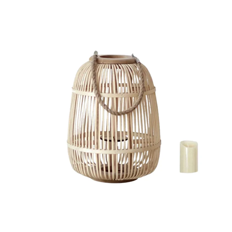 Sturmlaterne Japanisch Nordisch™ | Zeitlose Rattan-Laterne für Harmonie