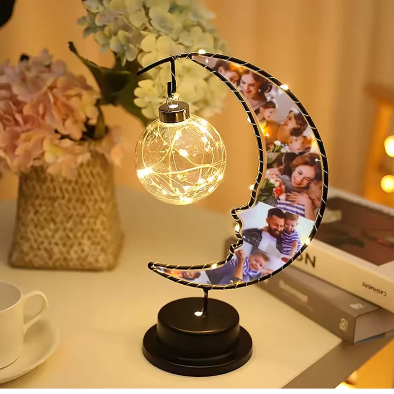 wooden photo board heart™ | Personalisierte Holzfoto-Collage mit LED