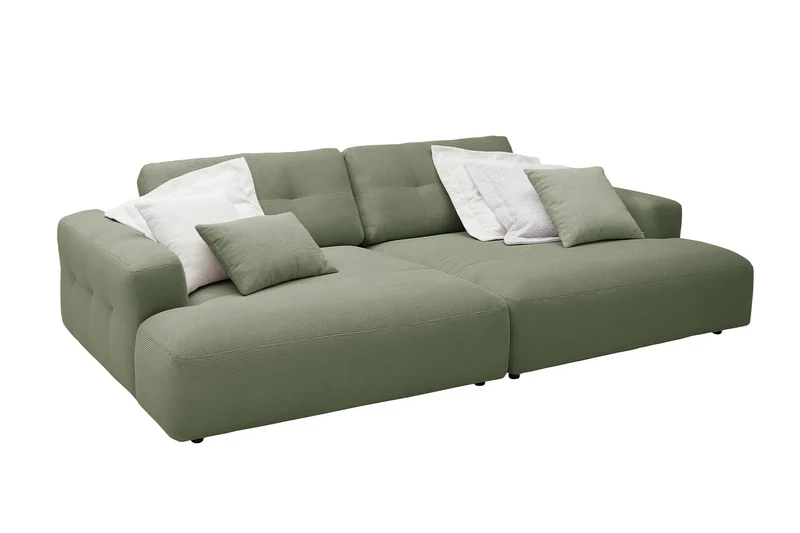 B-Ware KAWOLA Big Sofa MIKA Feincord olivgrün