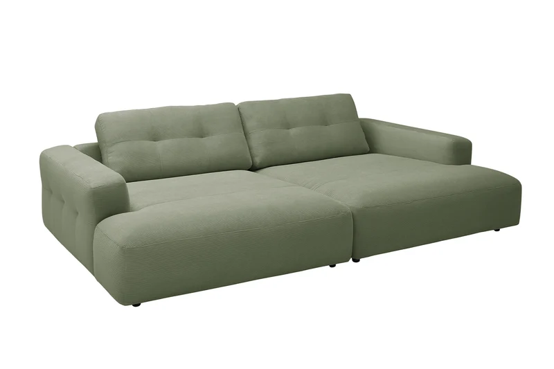 B-Ware KAWOLA Big Sofa MIKA Feincord olivgrün