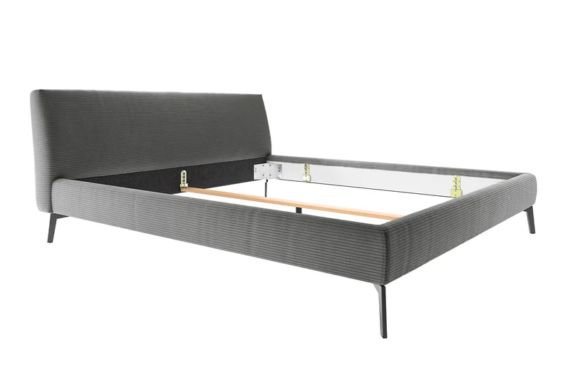 KAWOLA Bett VALERIE Polsterbett Cord grau 180x200cm