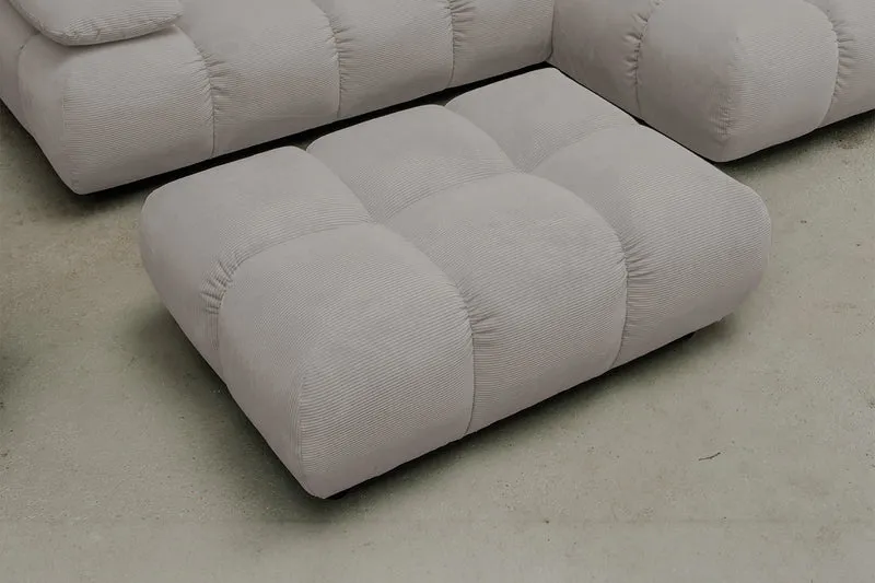 KAWOLA Sitzgruppe VIVIEN Ecksofa Drehsessel Hockerbank Feincord grau