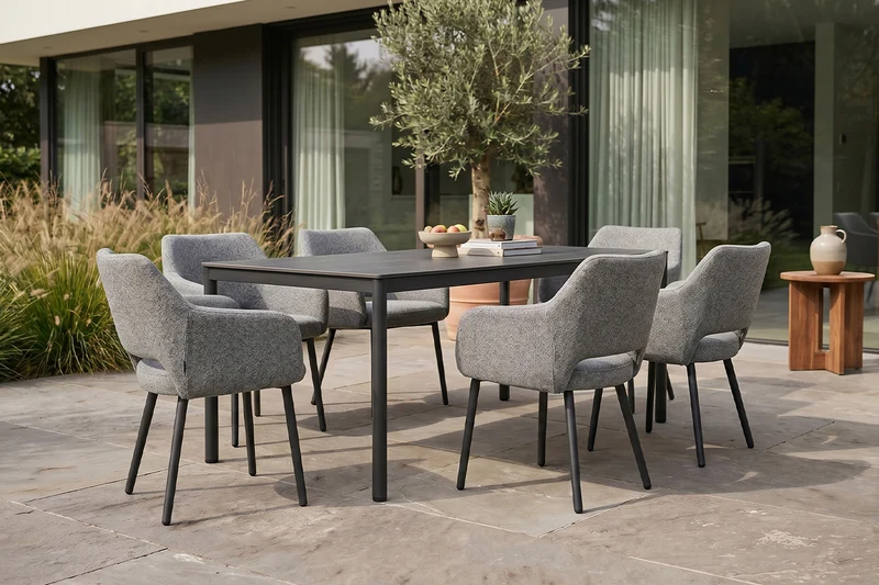 KAWOLA Gartenmöbel Set AMUR 7-tlg. Aluminium grau