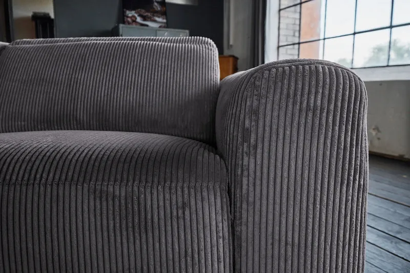 KAWOLA Sofa FINN 3-Sitzer mit Relaxfunktion Cord grau