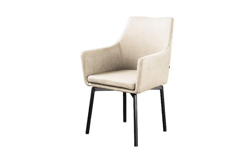 B-Ware Stuhl Cali Sessel Microfaser Esszimmerstuhl creme Füße matt-schwarz