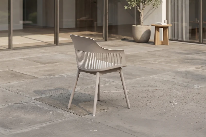 KAWOLA Gartenstuhl ALTEA Outdoor Kunststoff beige mit Kissen