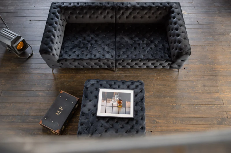 KAWOLA Big Sofa NARLA Chesterfield Sofa Velvet schwarz