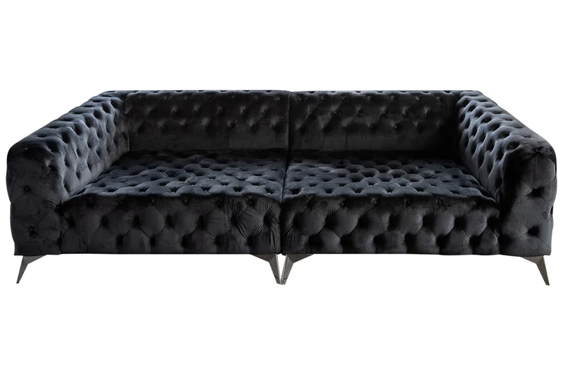 KAWOLA Big Sofa NARLA Chesterfield Sofa Velvet schwarz