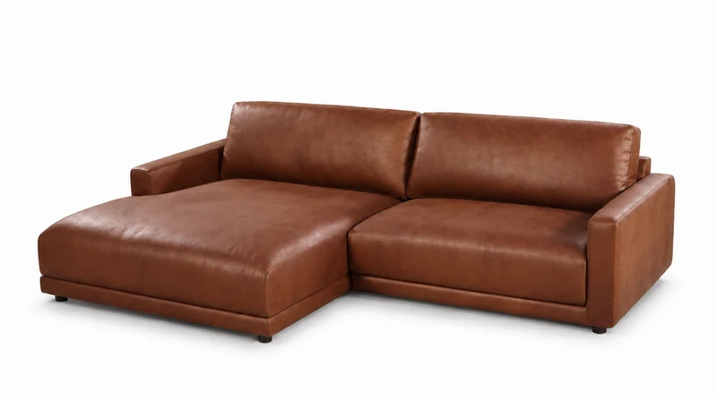 KAWOLA Sofa MARLIN Ecksofa Lederfaserstoff cognac