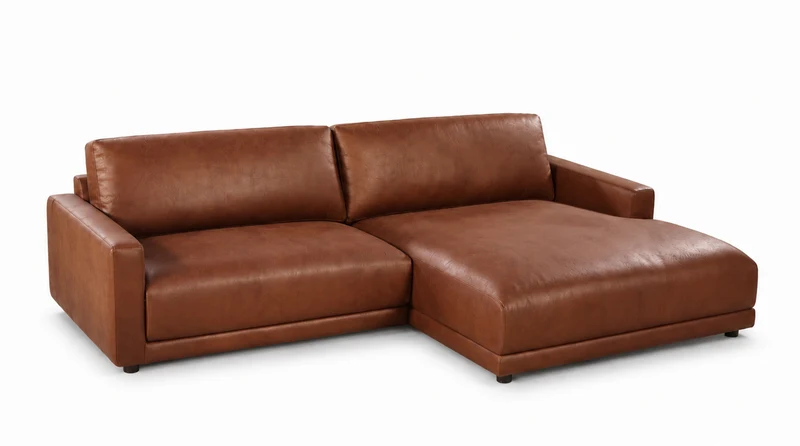 KAWOLA Sofa MARLIN Ecksofa Lederfaserstoff cognac