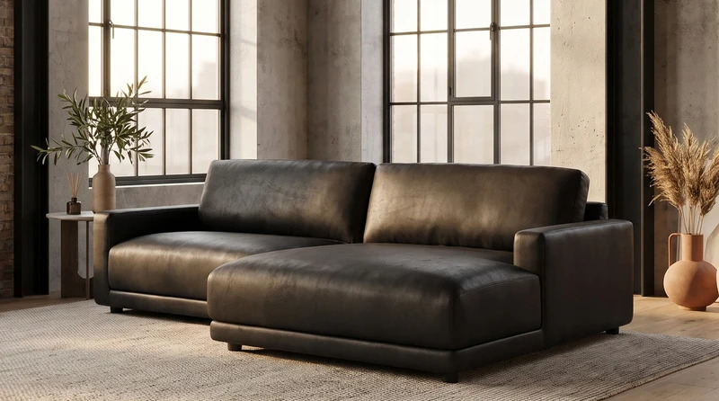 KAWOLA Sofa MARLIN Ecksofa Lederfaserstoff schwarz