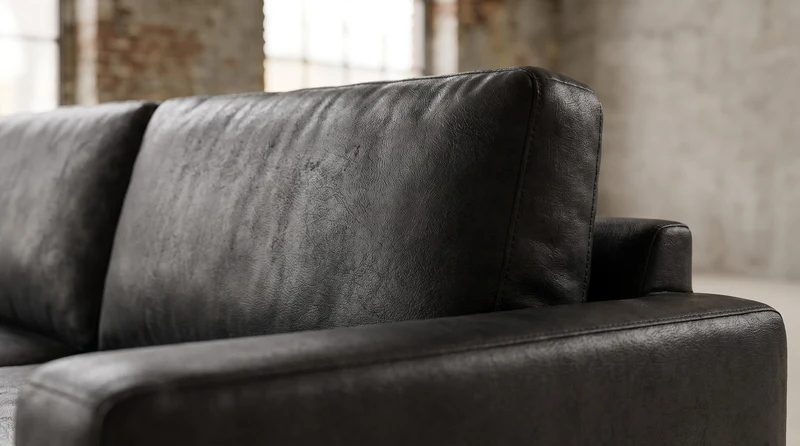 KAWOLA Sofa MARLIN Ecksofa Lederfaserstoff schwarz