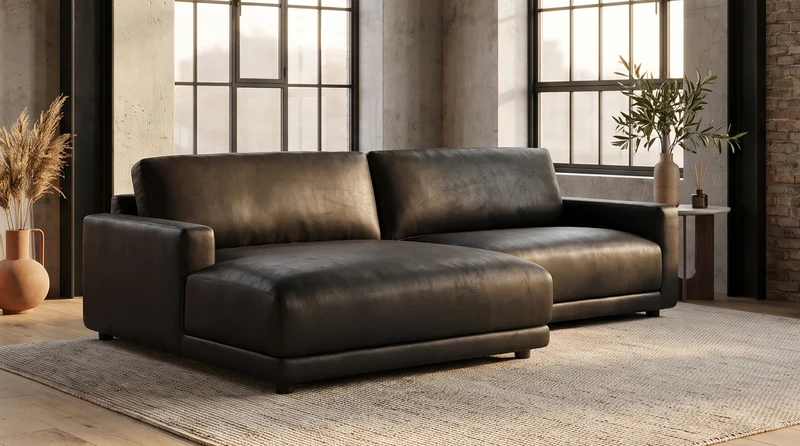 KAWOLA Sofa MARLIN Ecksofa Lederfaserstoff schwarz