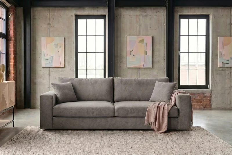 KAWOLA Sofa AMINA 3-Sitzer Stoff taupe