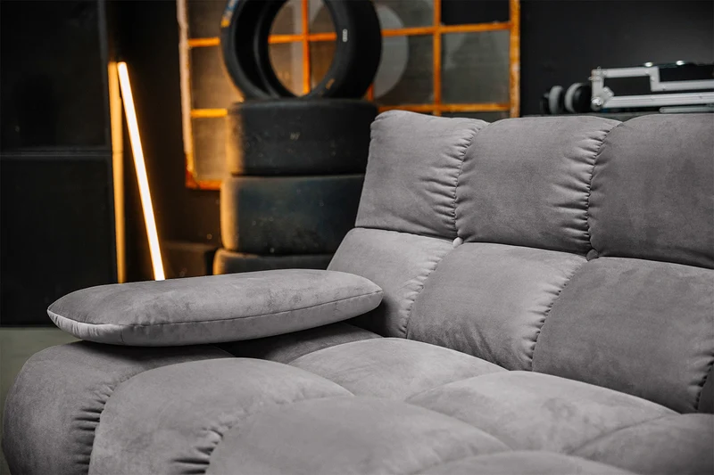 KAWOLA Sitzgruppe VIVIEN Ecksofa Drehsessel Hockerbank Velvet stone