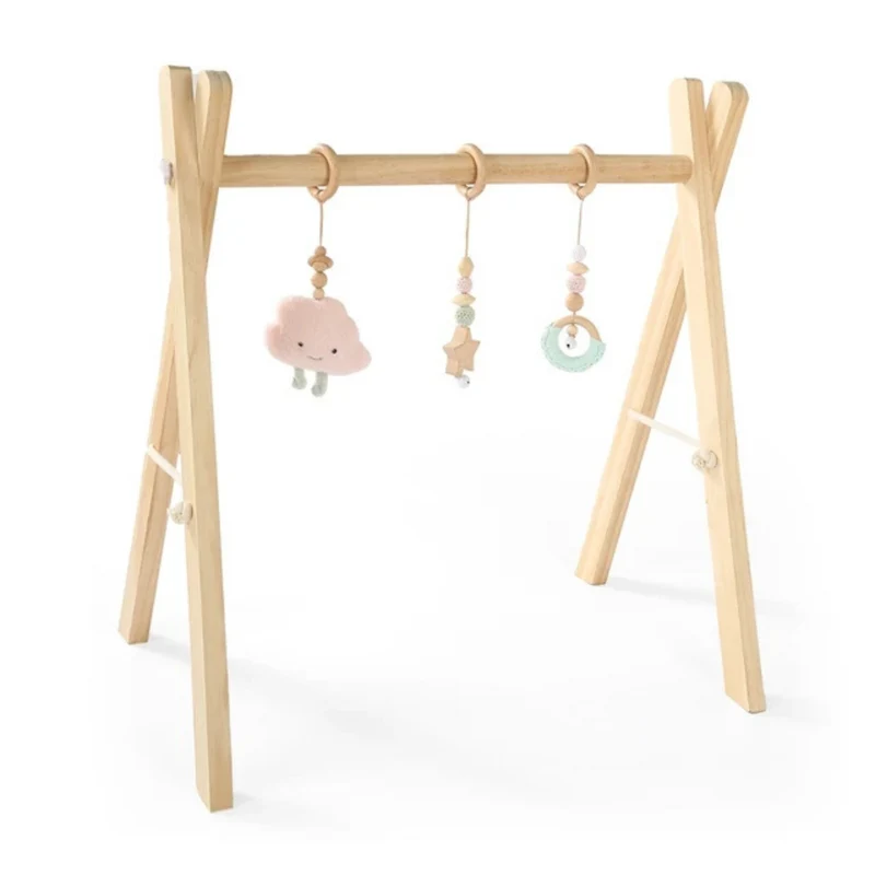 Rassel-Beißring aus Holz™ | Handgefertigtes Babyspielzeug-Set aus Holz