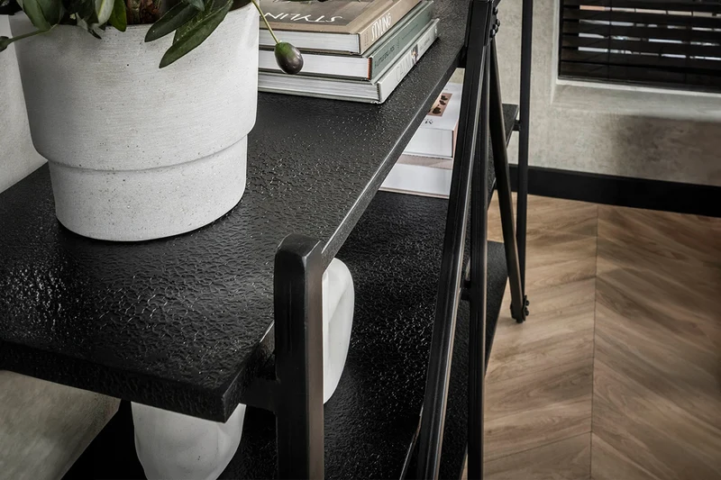 KAWOLA Wandregal PEARA 130 cm MDF-Holz schwarz 3 Stufig