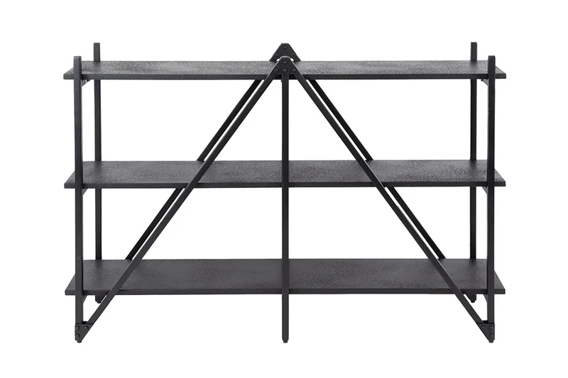 KAWOLA Wandregal PEARA 130 cm MDF-Holz schwarz 3 Stufig
