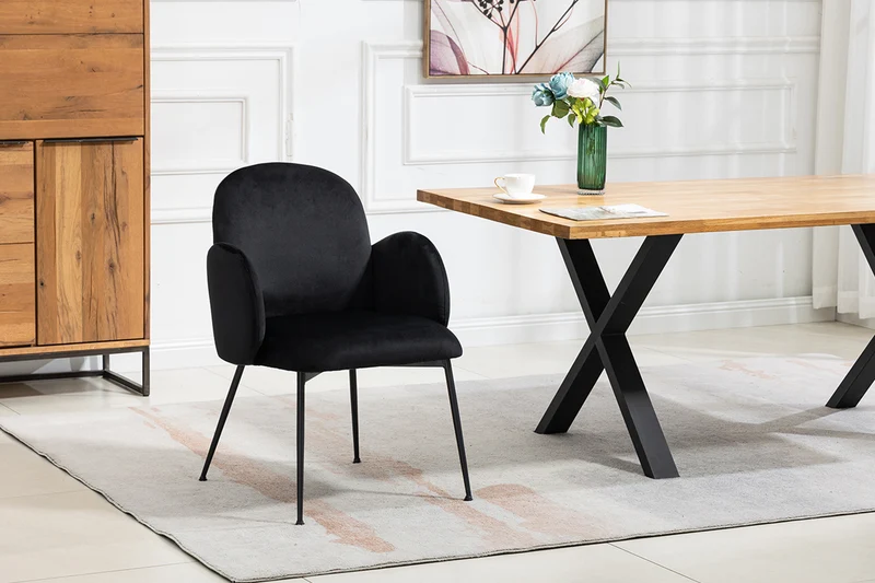 B-Ware KAWOLA Stuhl DEON Esszimmerstuhl Velvet schwarz