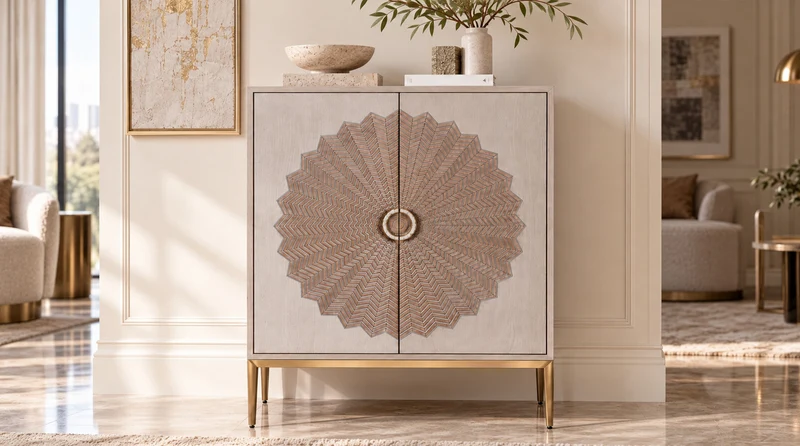 KAWOLA Highboard LUCIA 2 Türen Eiche weiß