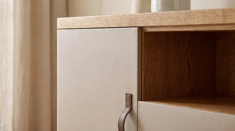 KAWOLA Sideboard FLORIANA 2 Türen 2 Schubladen Eiche natur / weiß