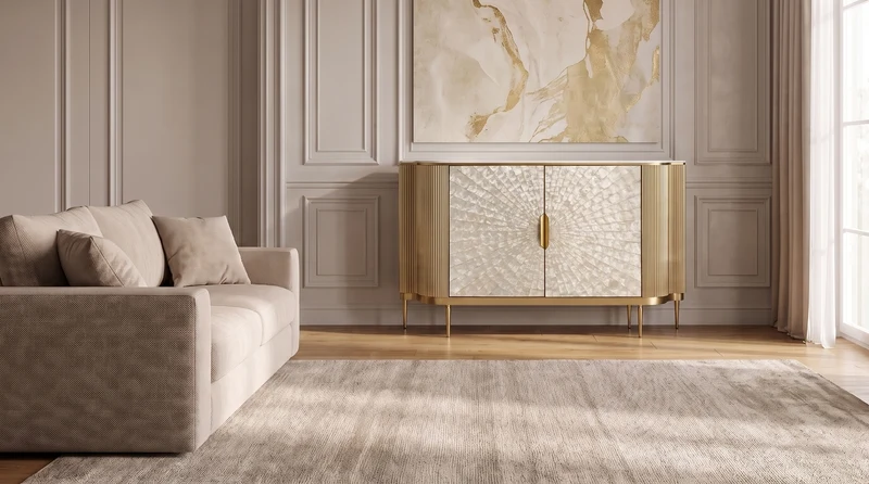 KAWOLA Sideboard LEOLA 2 Türen Shell-Front