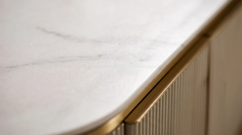 KAWOLA Sideboard LEOLA 2 Türen Shell-Front