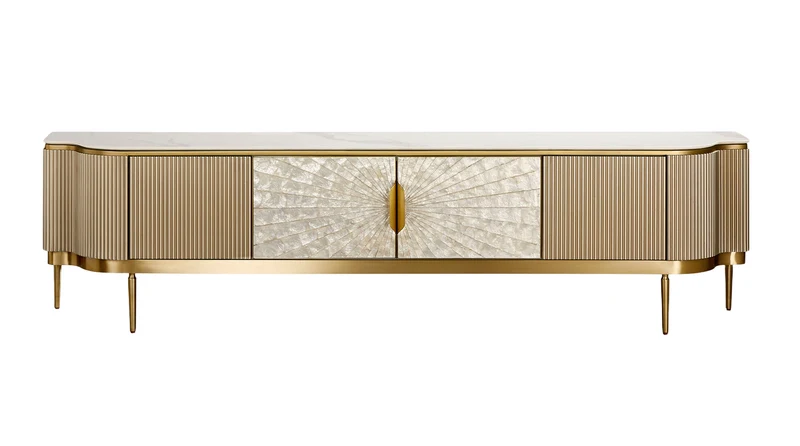 KAWOLA Lowboard LEOLA TV-Board 4 Türen Shell-Front