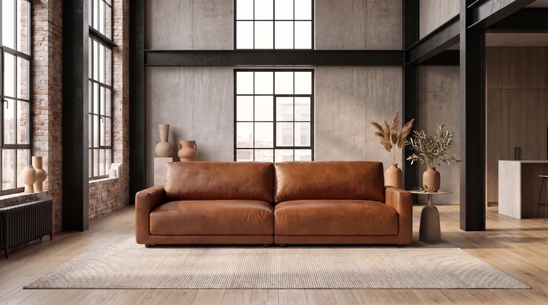 KAWOLA Sofa MARLIN 3-Sitzer Lederfaserstoff cognac